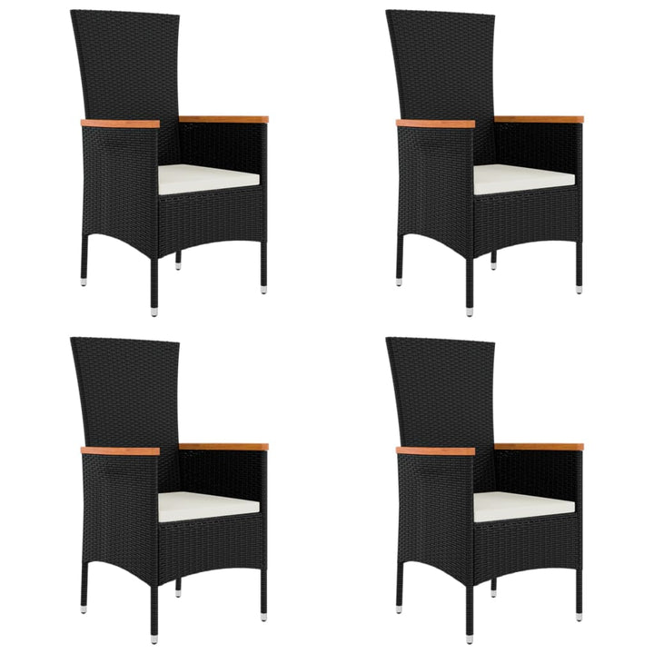 havestole med hynder 4 stk. polyrattan sort