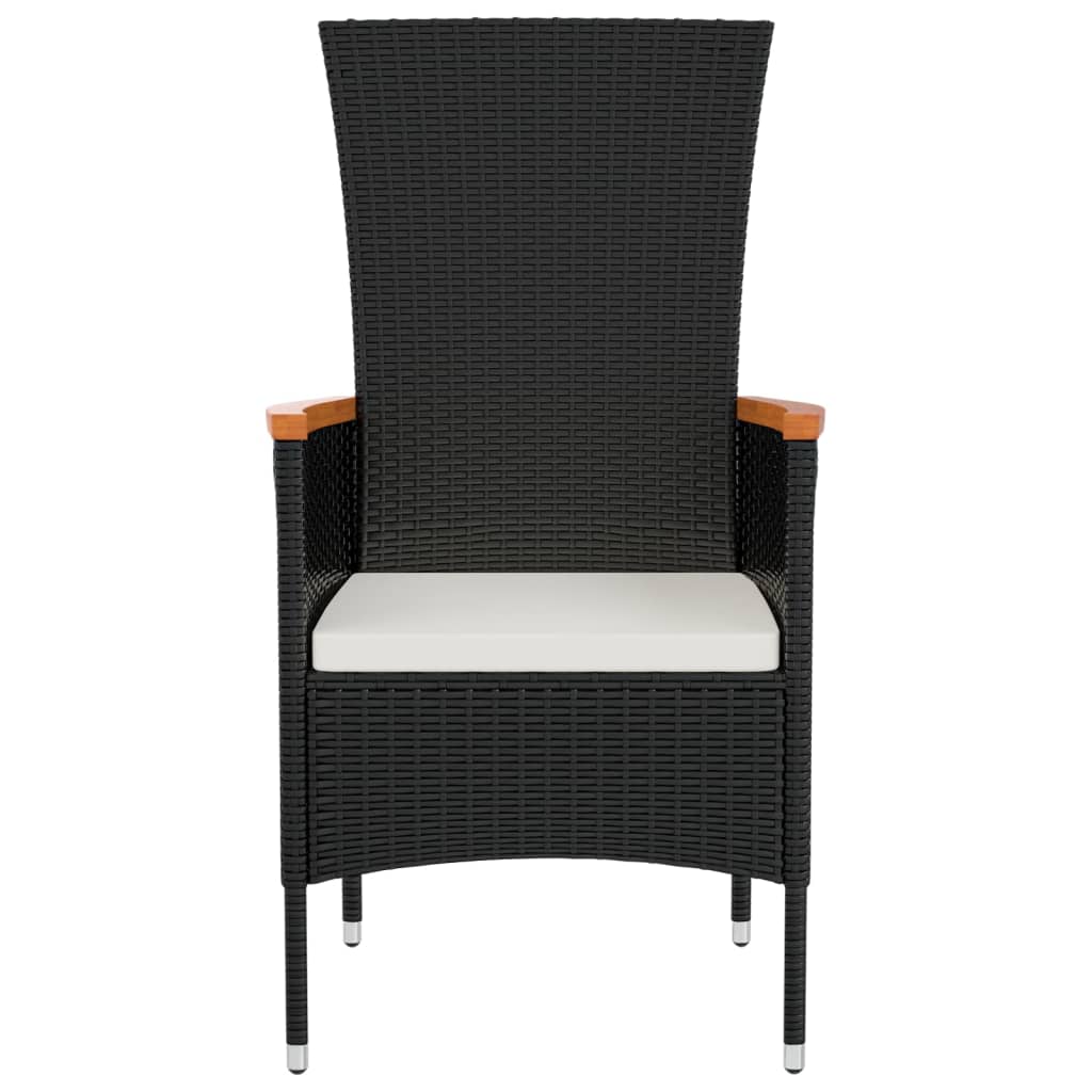havestole med hynder 4 stk. polyrattan sort
