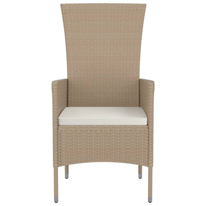 havestole med hynder 2 stk. polyrattan beige