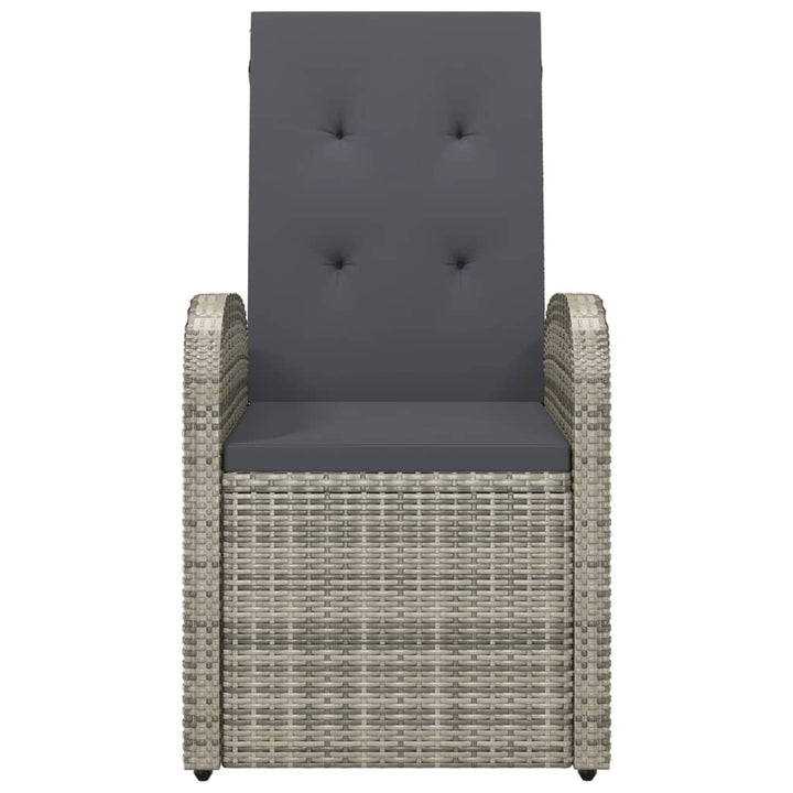 havestole med hynder 2 stk. polyrattan grå