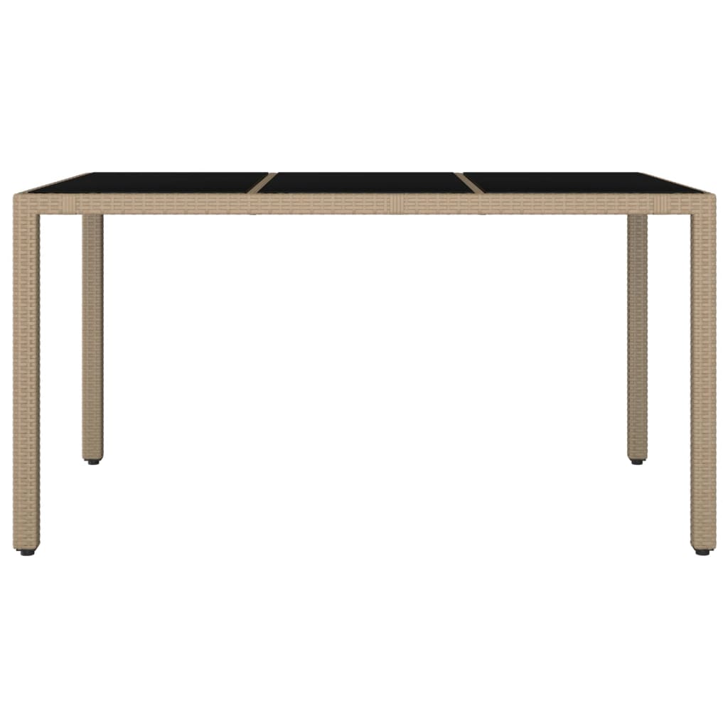 havebord med glasbordplade polyrattan og hærdet glas beige