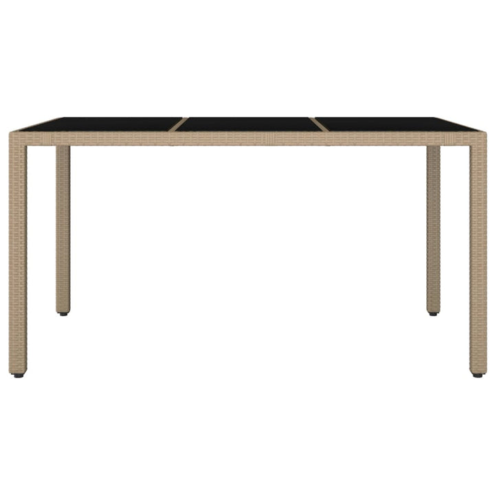 havebord med glasbordplade polyrattan og hærdet glas beige