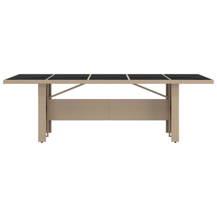 havebord med glasbordplade polyrattan og hærdet glas beige