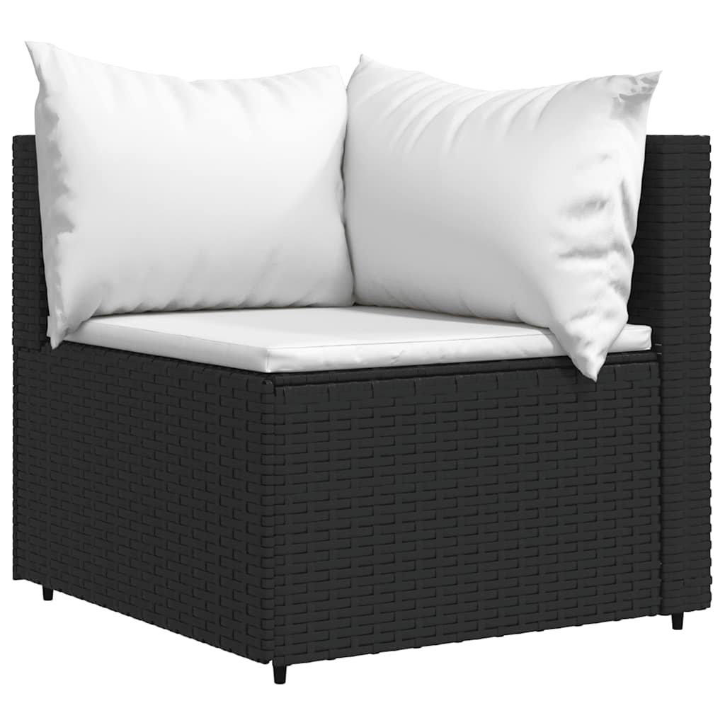 hjørnemodul til havesofa med hynder polyrattan sort