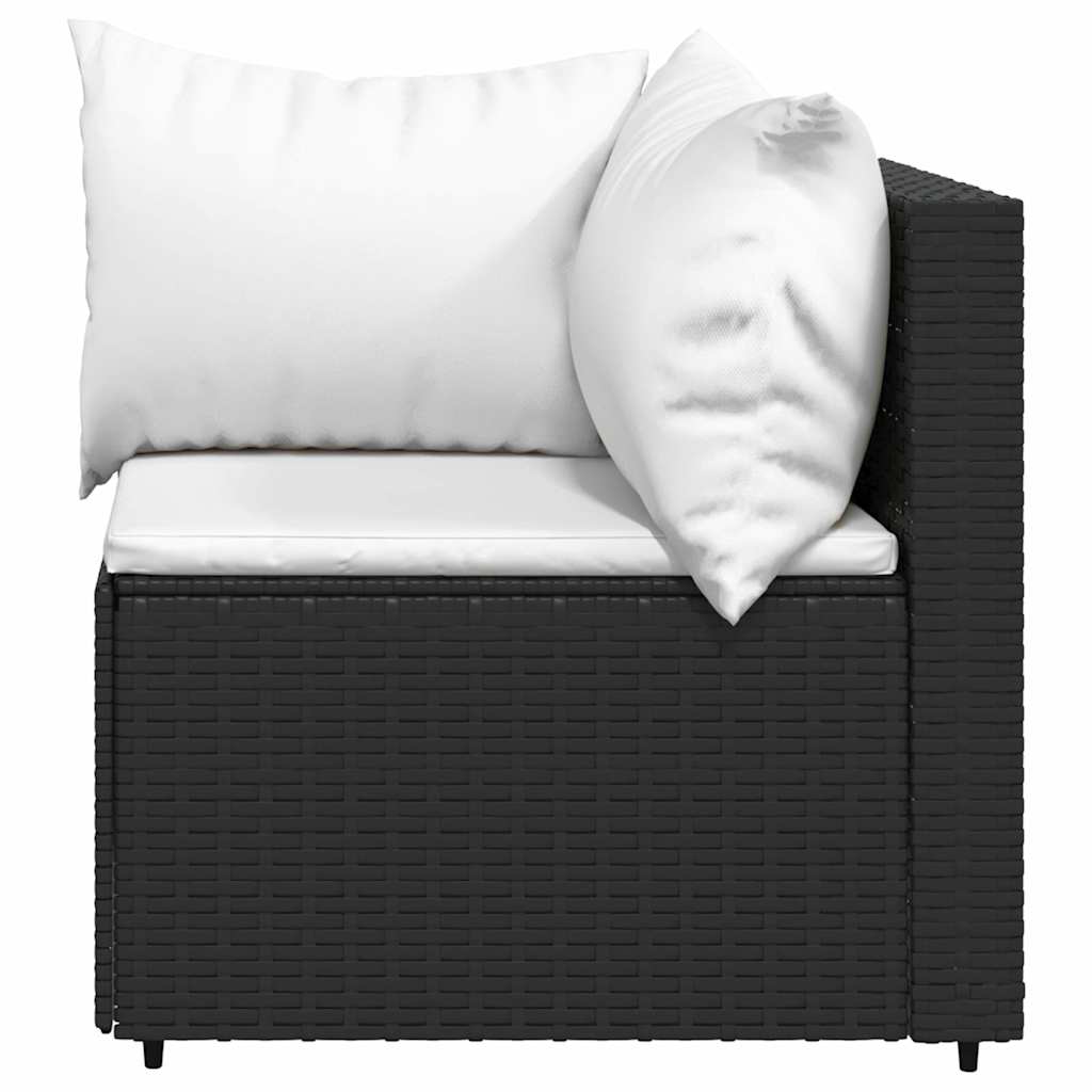 hjørnemodul til havesofa med hynder polyrattan sort