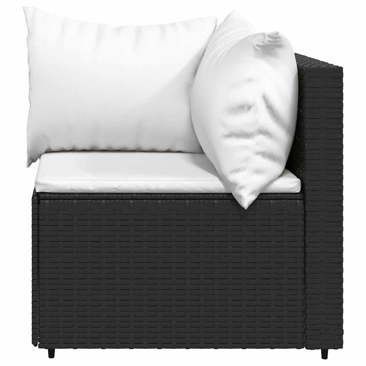 hjørnemodul til havesofa med hynder polyrattan sort