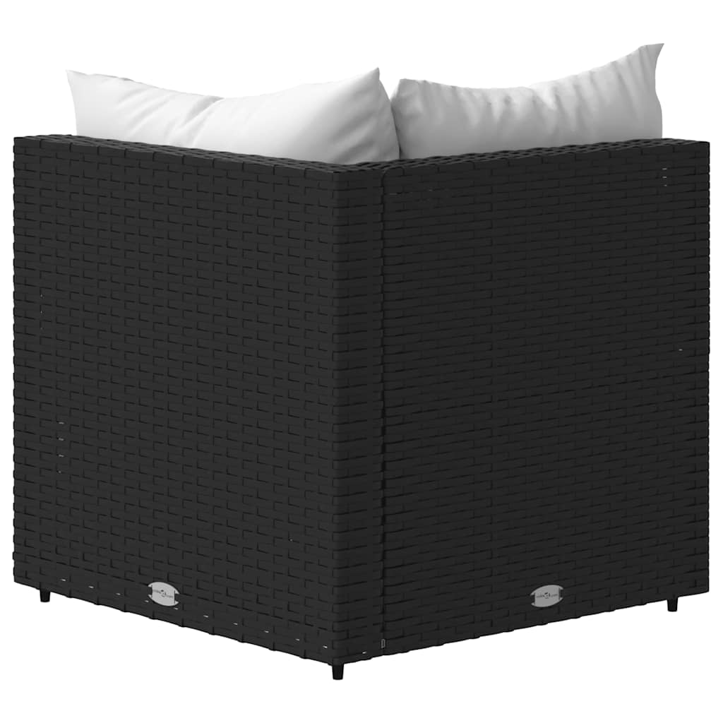 hjørnemodul til havesofa med hynder polyrattan sort