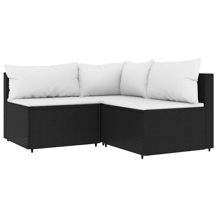 loungesæt til haven 4 dele med hynder polyrattan sort