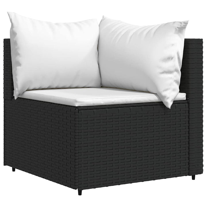 loungesæt til haven 4 dele med hynder polyrattan sort