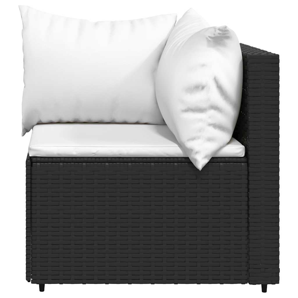 loungesæt til haven 4 dele med hynder polyrattan sort