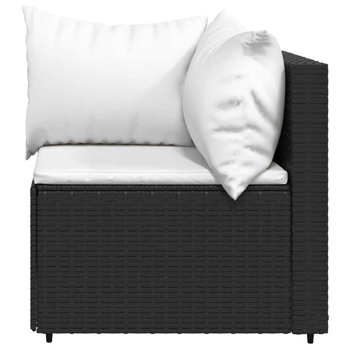 loungesæt til haven 4 dele med hynder polyrattan sort