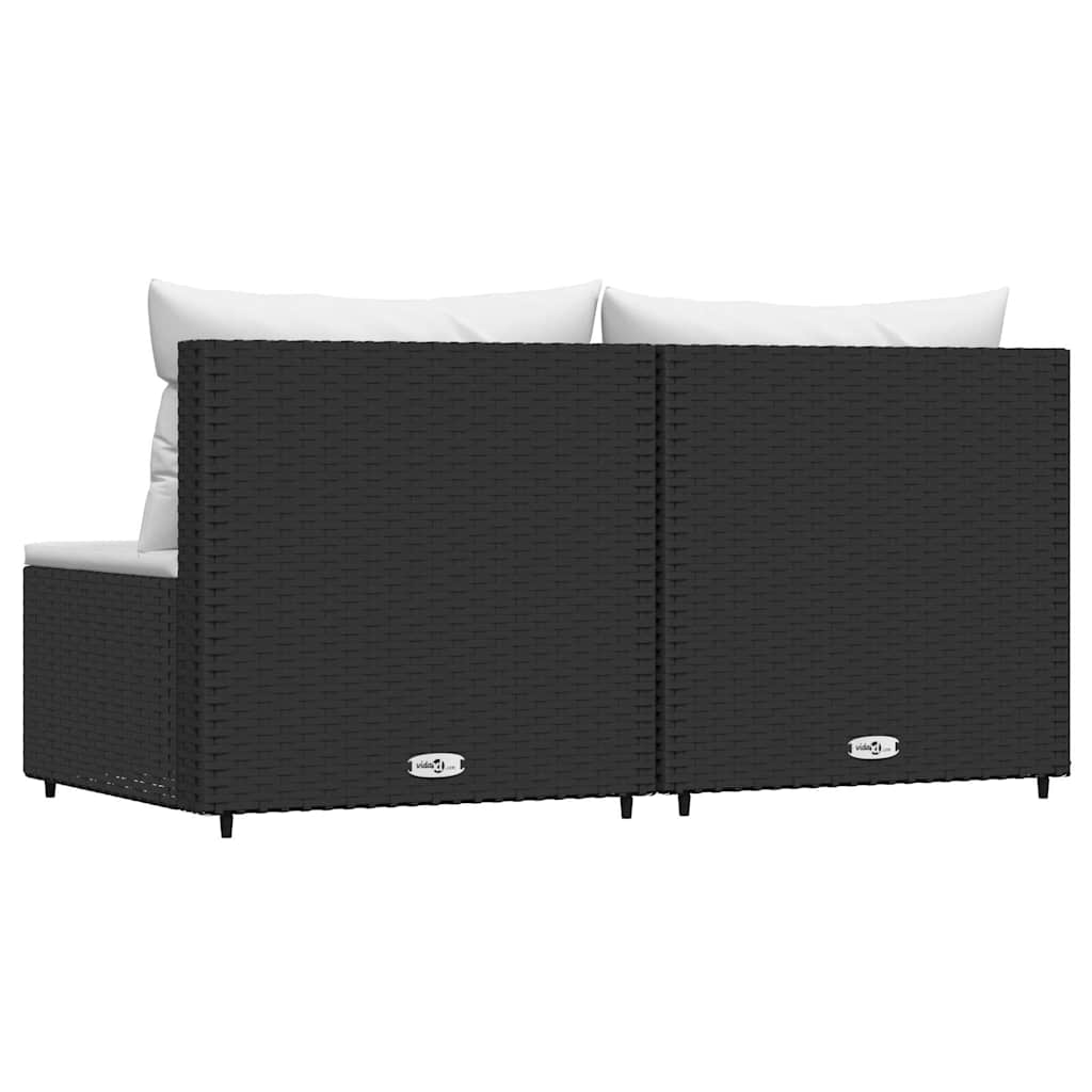 midtermoduler til havesofa 2 stk. med hynder polyrattan sort