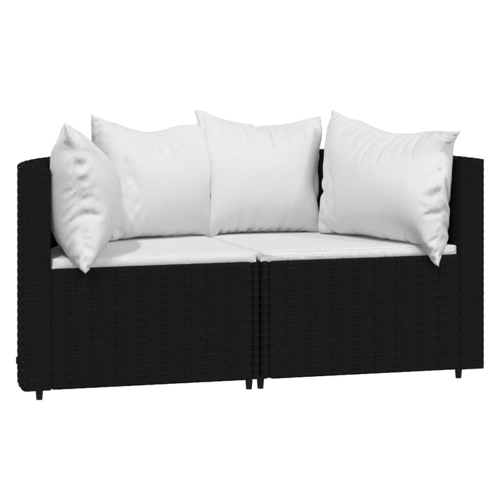 hjørnemoduler til havesofa 2 stk. med hynder polyrattan sort