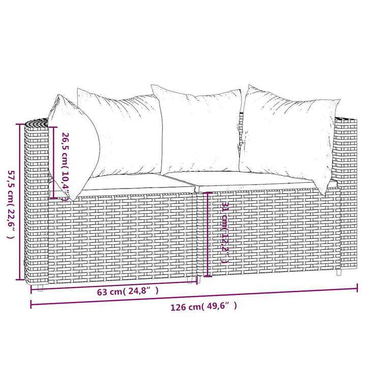 hjørnemoduler til havesofa 2 stk. med hynder polyrattan sort
