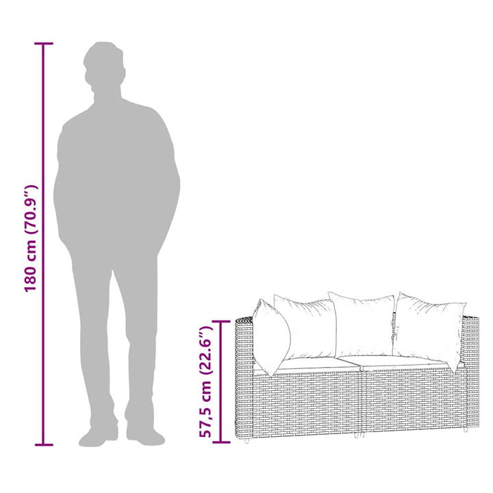 hjørnemoduler til havesofa 2 stk. med hynder polyrattan sort
