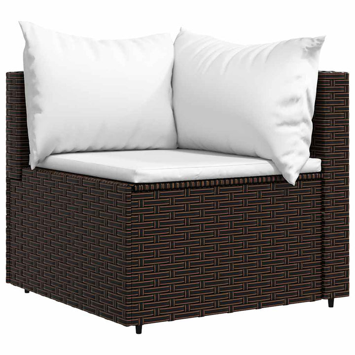 hjørnemoduler til havesofa 2 stk. med hynder polyrattan brun