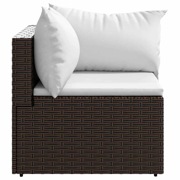 hjørnemoduler til havesofa 2 stk. med hynder polyrattan brun