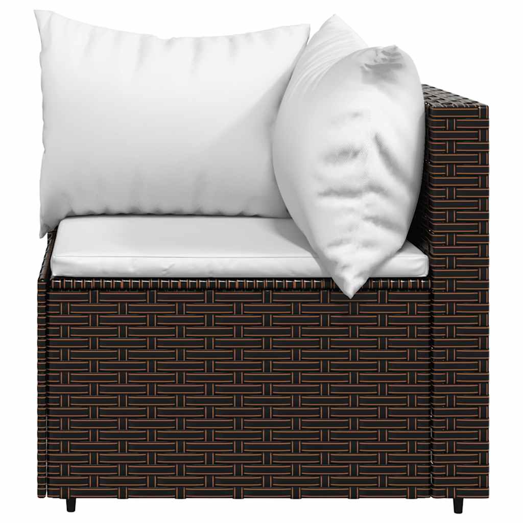 hjørnemoduler til havesofa 2 stk. med hynder polyrattan brun
