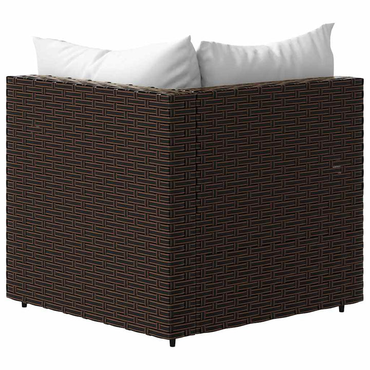 hjørnemoduler til havesofa 2 stk. med hynder polyrattan brun