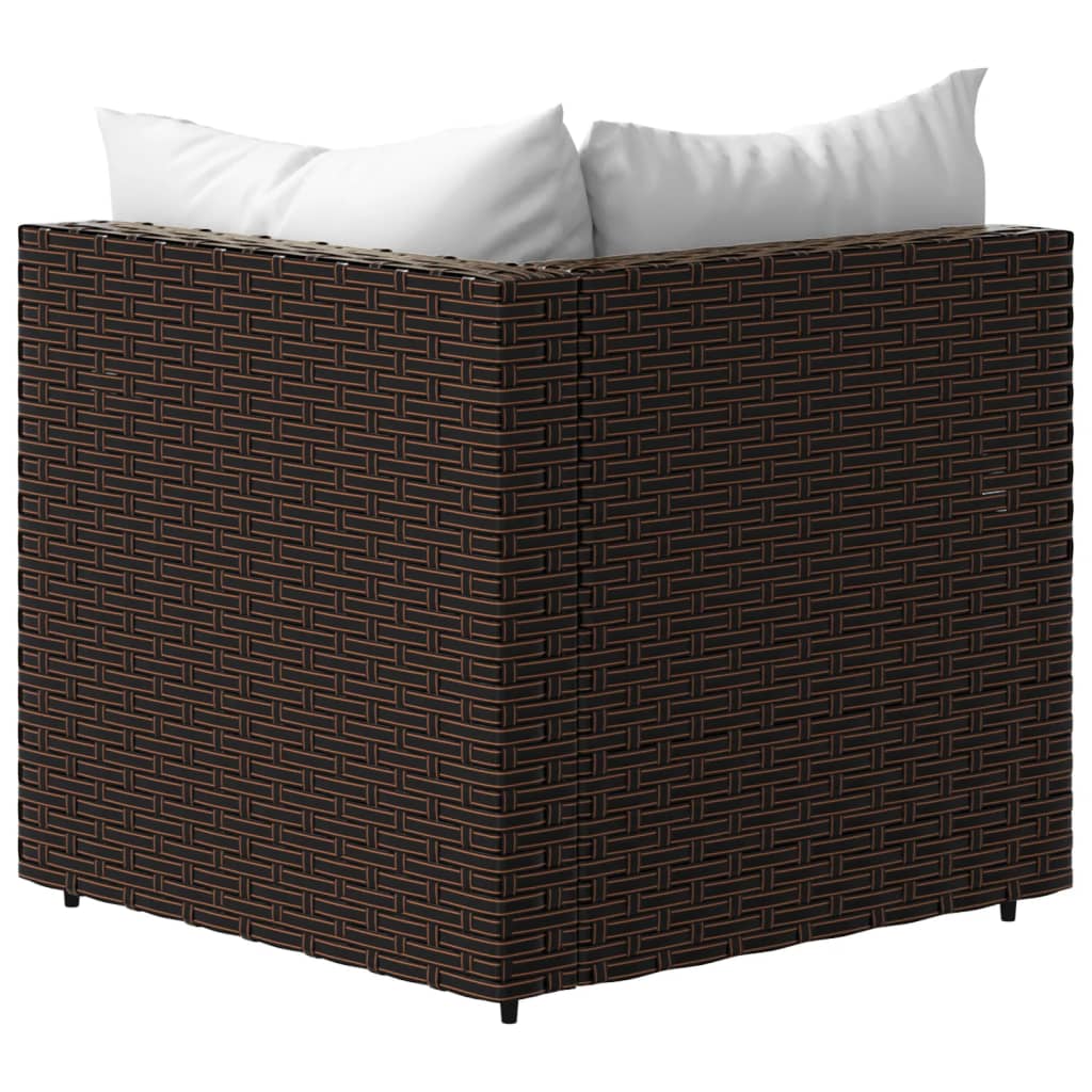 hjørnemoduler til havesofa 2 stk. med hynder polyrattan brun