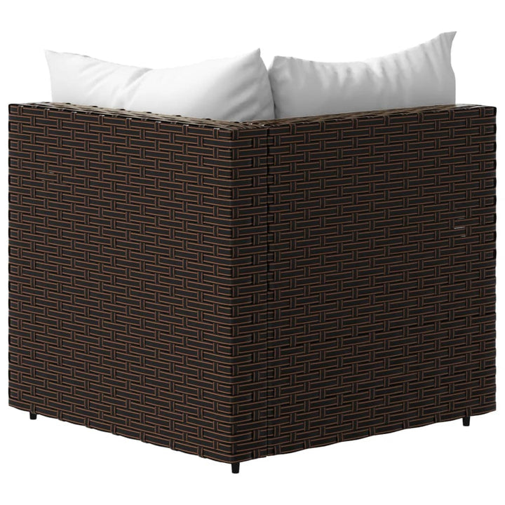 hjørnemoduler til havesofa 2 stk. med hynder polyrattan brun
