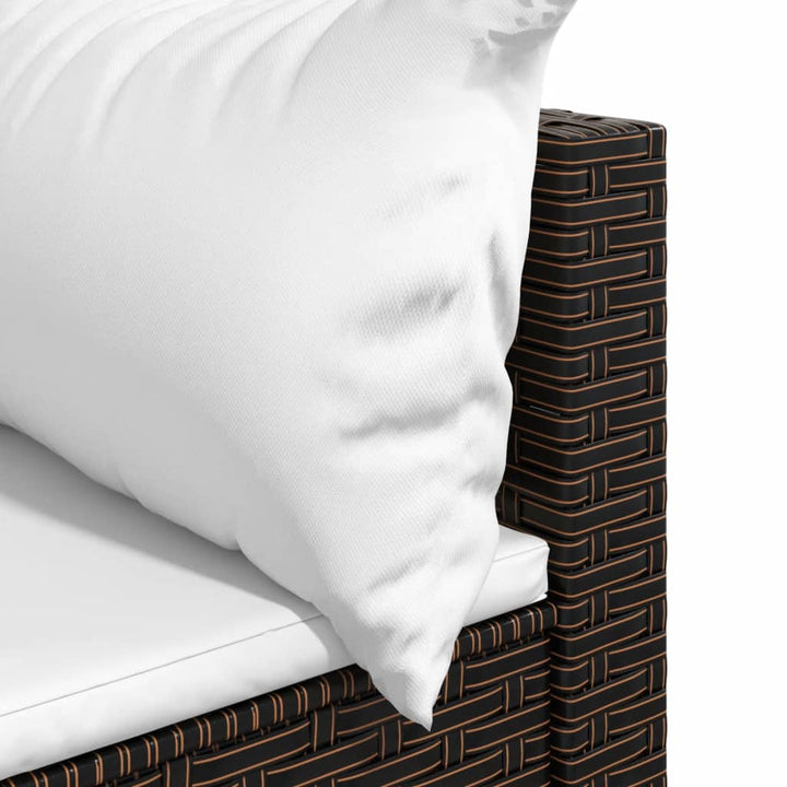 hjørnemoduler til havesofa 2 stk. med hynder polyrattan brun