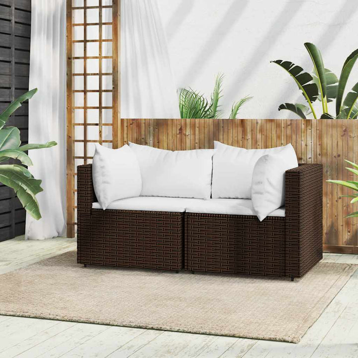 hjørnemoduler til havesofa 2 stk. med hynder polyrattan brun