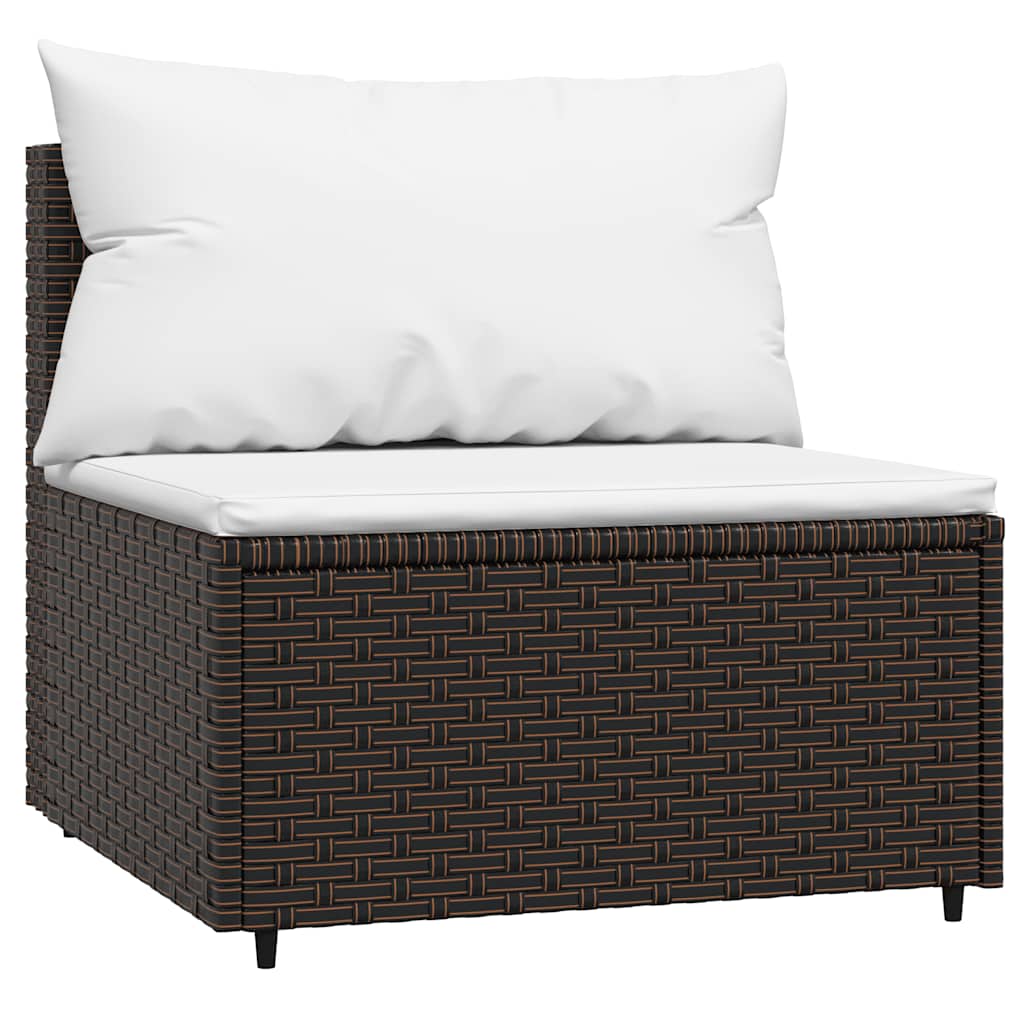loungesæt til haven 4 dele med hynder polyrattan brun