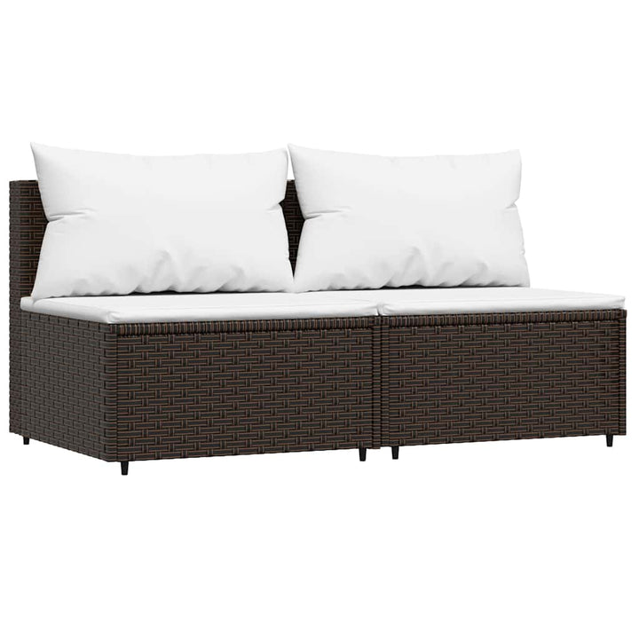 midtermoduler til havesofa 2 stk. med hynder polyrattan brun