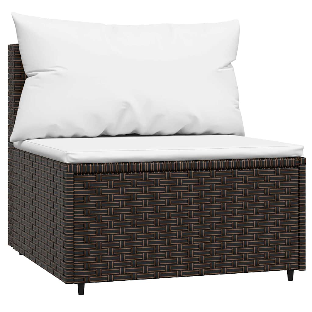 midtermoduler til havesofa 2 stk. med hynder polyrattan brun