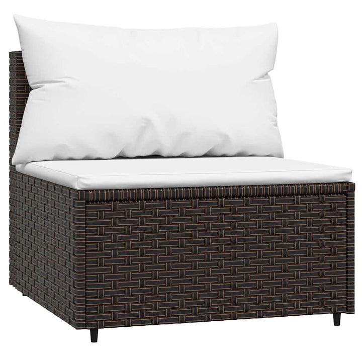 midtermoduler til havesofa 2 stk. med hynder polyrattan brun