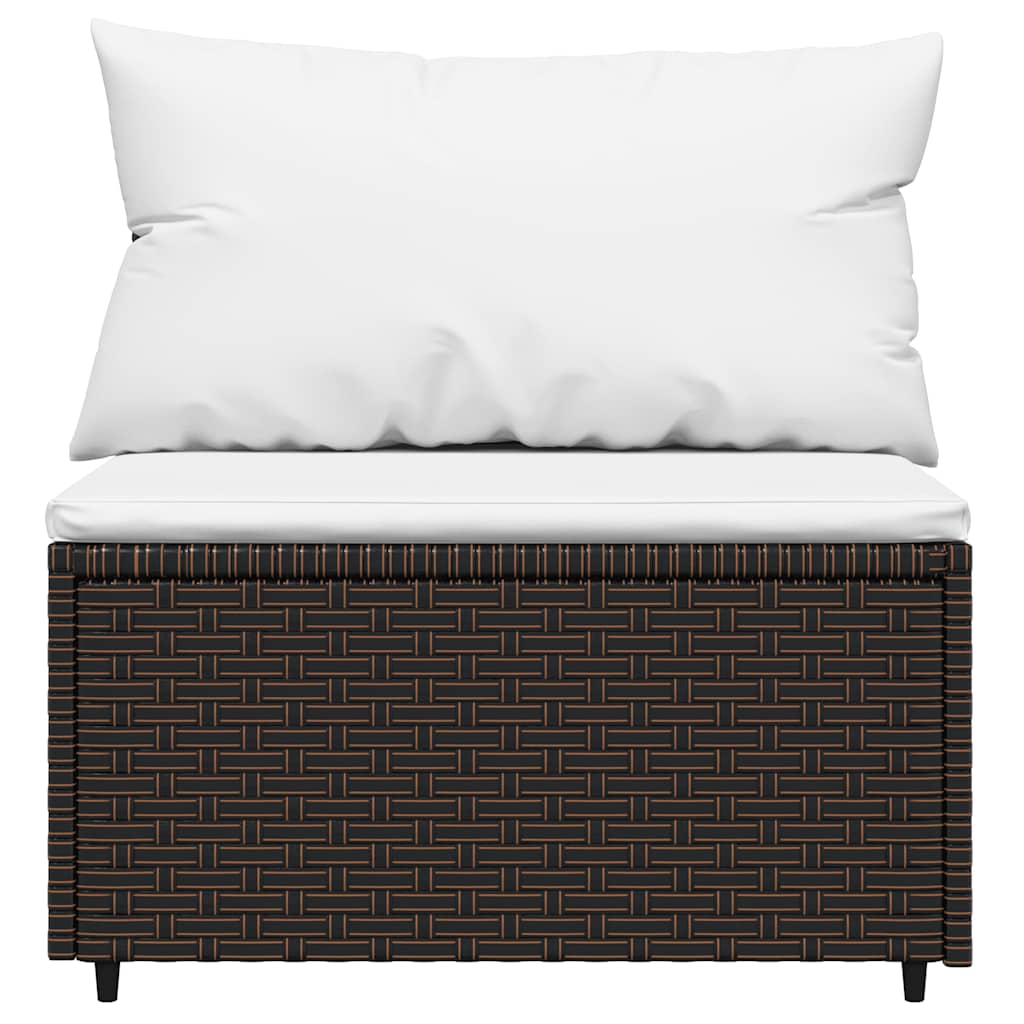 midtermoduler til havesofa 2 stk. med hynder polyrattan brun