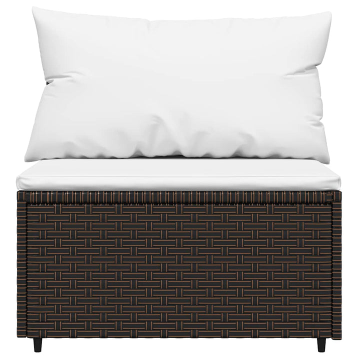 midtermoduler til havesofa 2 stk. med hynder polyrattan brun
