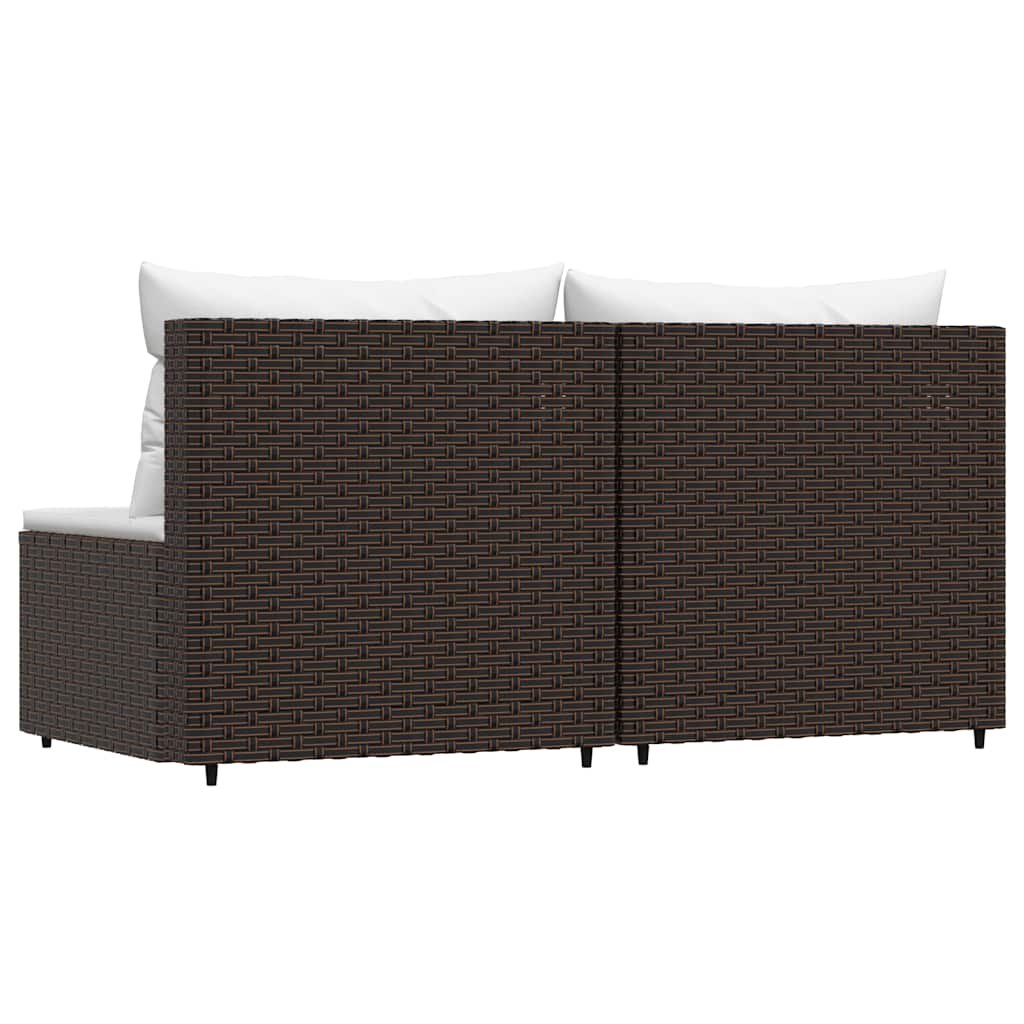 midtermoduler til havesofa 2 stk. med hynder polyrattan brun
