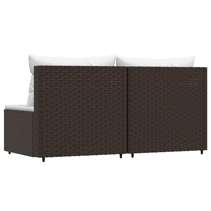 midtermoduler til havesofa 2 stk. med hynder polyrattan brun