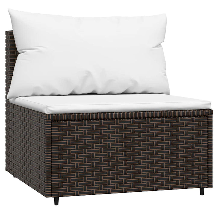 loungesæt til haven 3 dele med hynder polyrattan brun
