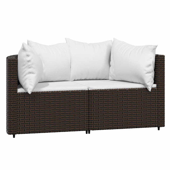 hjørnemoduler til havesofa 2 stk. med hynder polyrattan brun