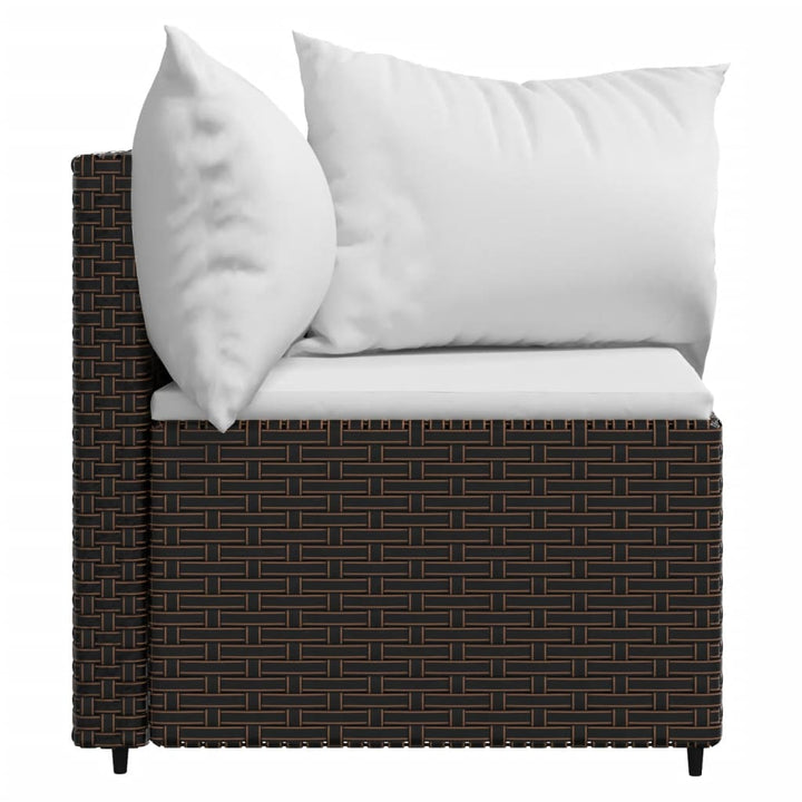 hjørnemoduler til havesofa 2 stk. med hynder polyrattan brun