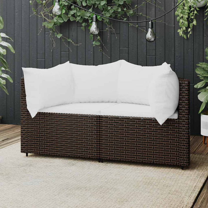 hjørnemoduler til havesofa 2 stk. med hynder polyrattan brun