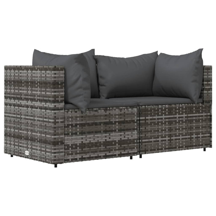 hjørnemoduler til havesofa 2 stk. med hynder polyrattan grå
