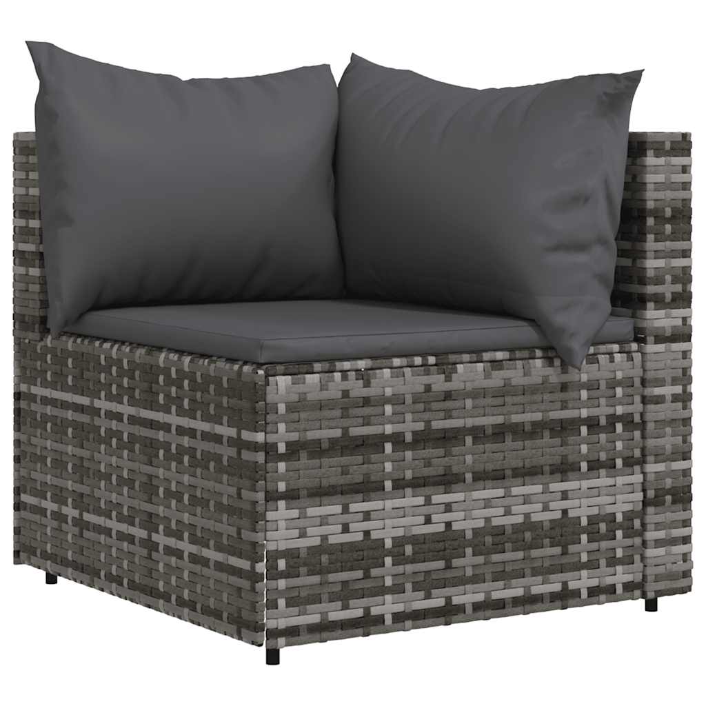 hjørnemoduler til havesofa 2 stk. med hynder polyrattan grå
