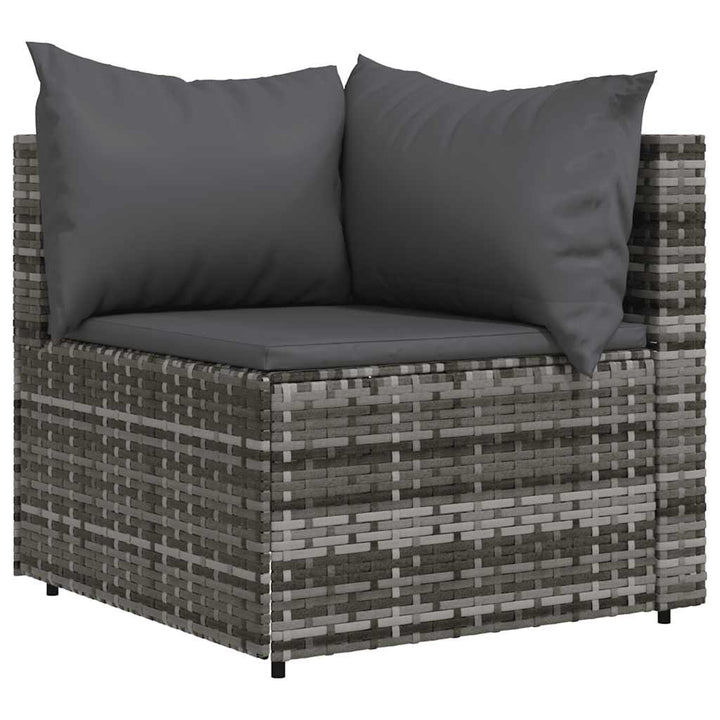 hjørnemoduler til havesofa 2 stk. med hynder polyrattan grå