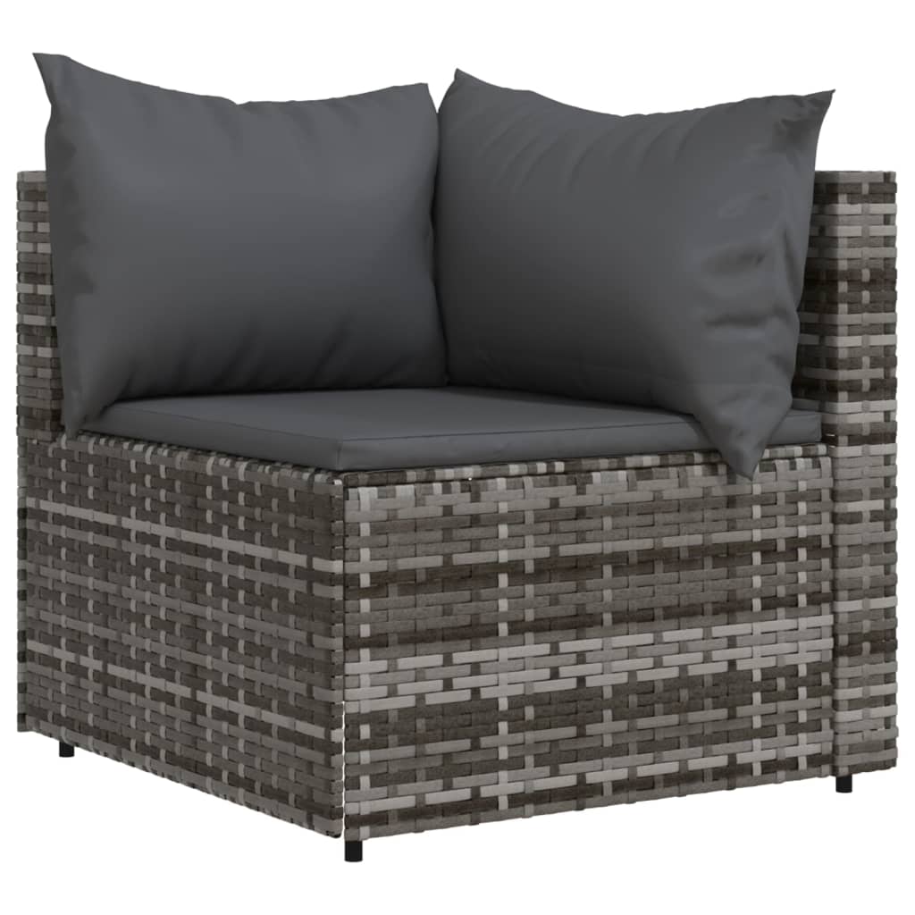 hjørnemoduler til havesofa 2 stk. med hynder polyrattan grå