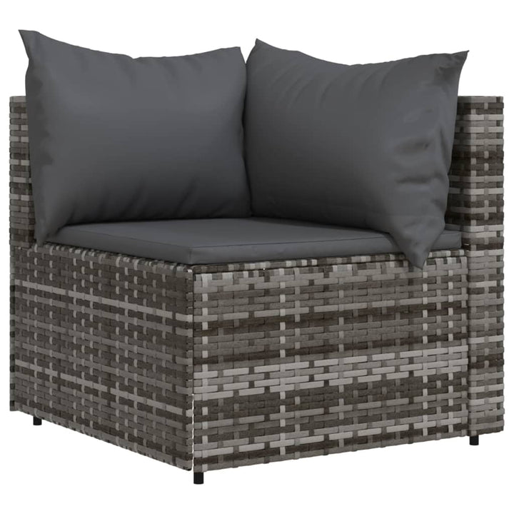 hjørnemoduler til havesofa 2 stk. med hynder polyrattan grå