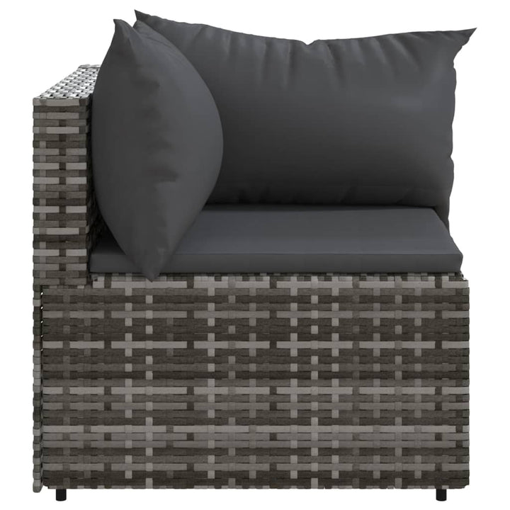 hjørnemoduler til havesofa 2 stk. med hynder polyrattan grå