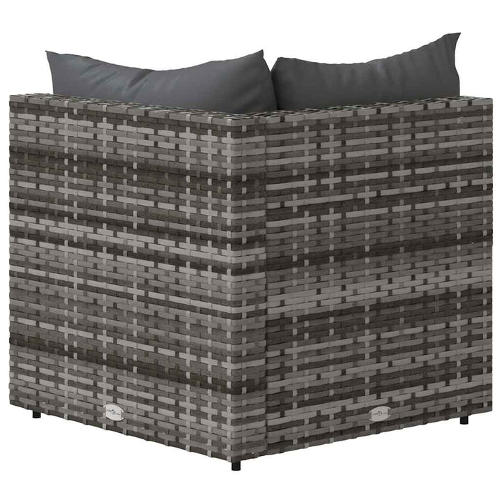 hjørnemoduler til havesofa 2 stk. med hynder polyrattan grå