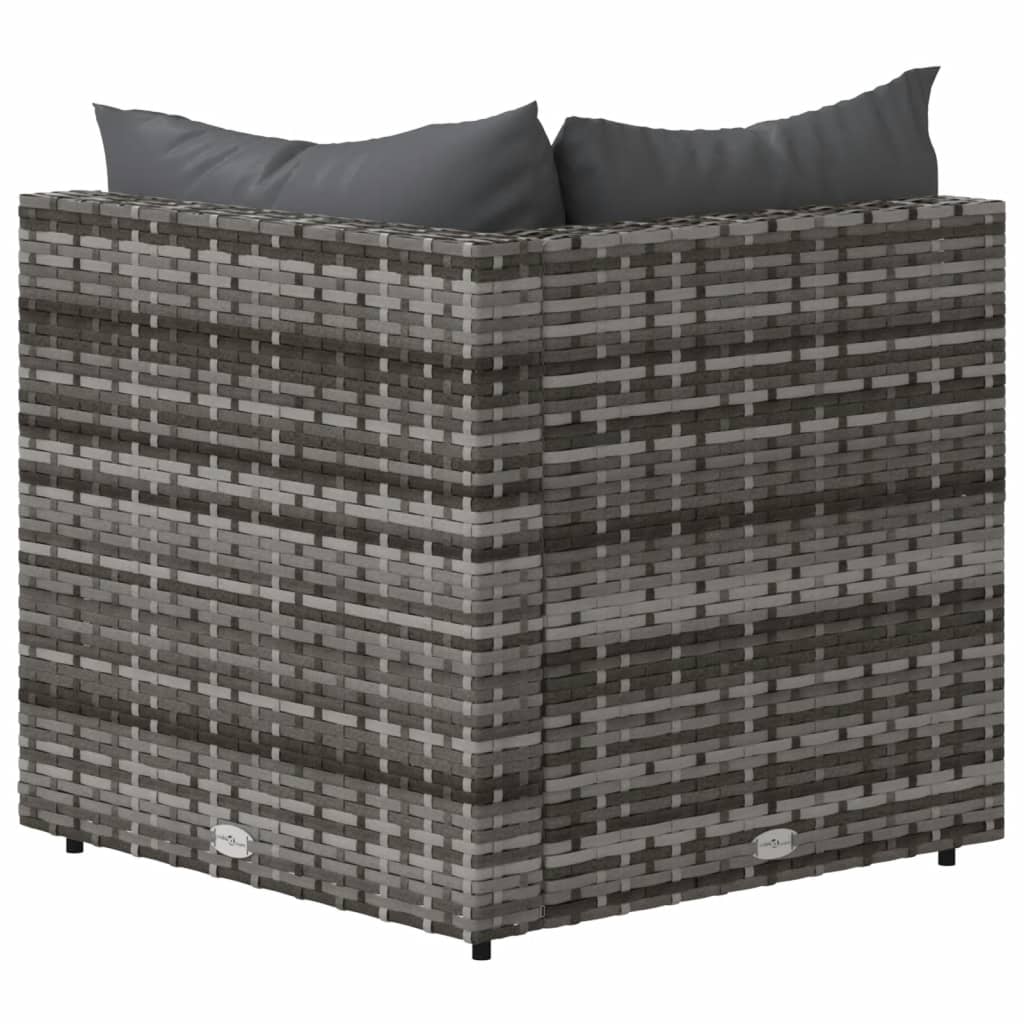 hjørnemoduler til havesofa 2 stk. med hynder polyrattan grå