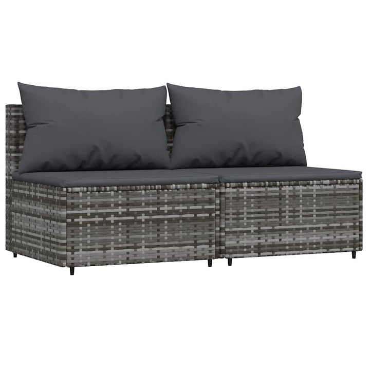 midtermoduler til havesofa 2 stk. med hynder polyrattan grå