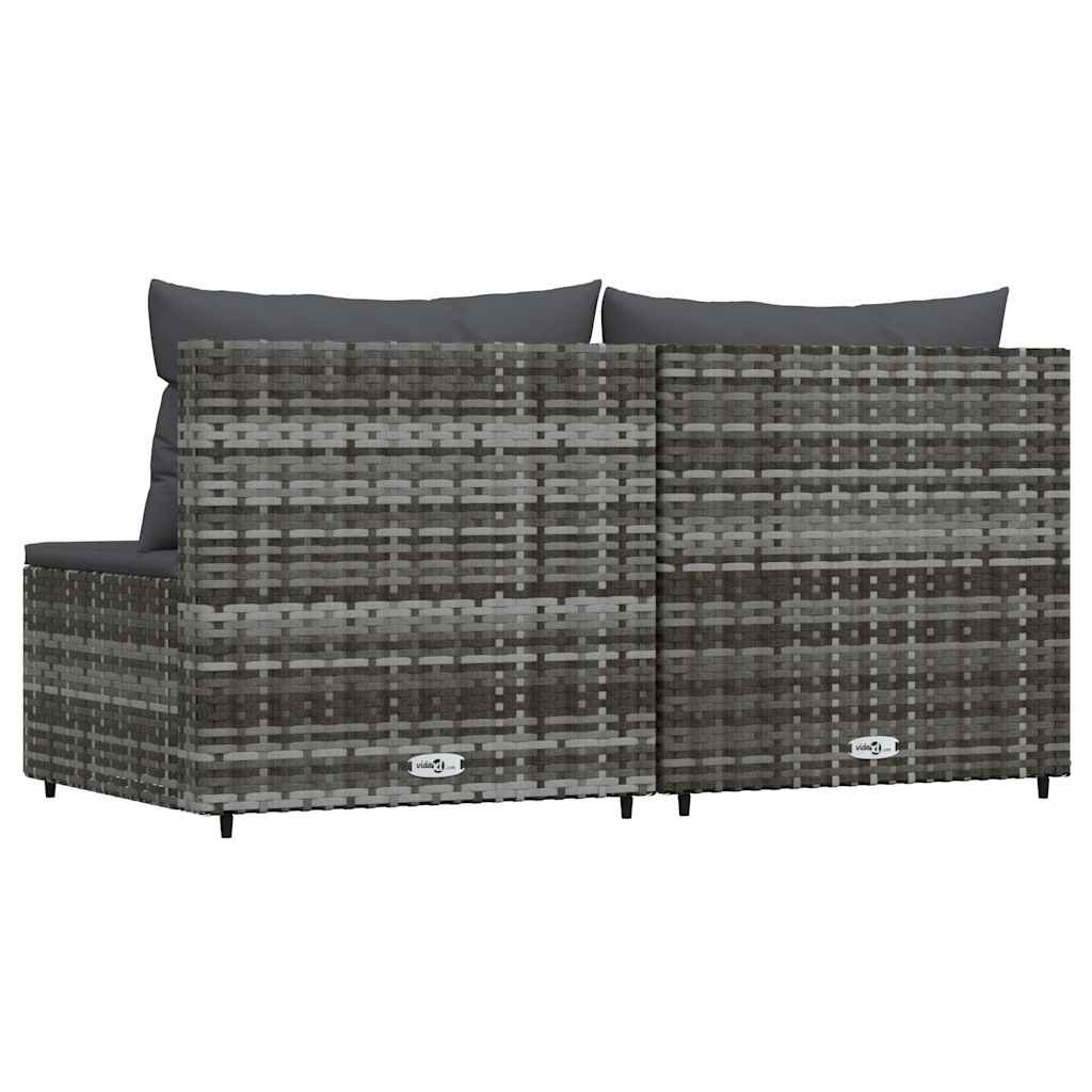 midtermoduler til havesofa 2 stk. med hynder polyrattan grå
