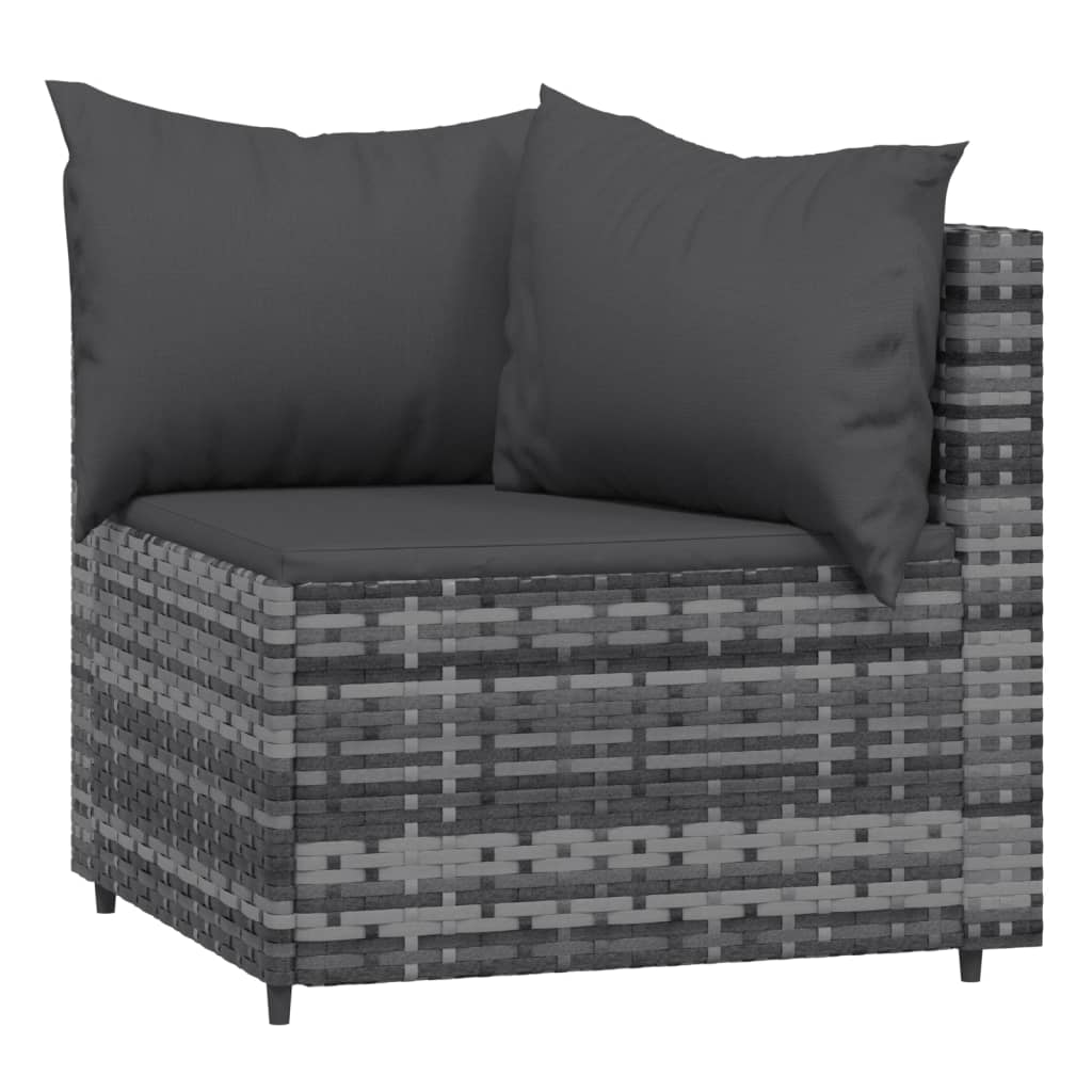 hjørnemoduler til havesofa 2 stk. med hynder polyrattan grå